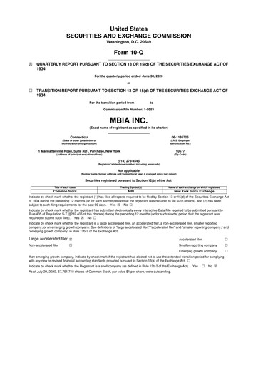 Thumbnail MBIA 10-Q Quarterly Report FY2020 