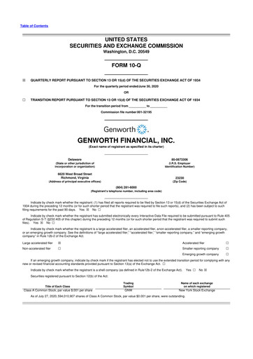 Thumbnail Genworth Financial
 10-Q Quarterly Report FY2020 