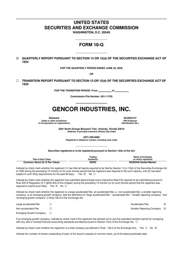 Thumbnail Gencor Industries
 10-Q Quarterly Report FY2020 