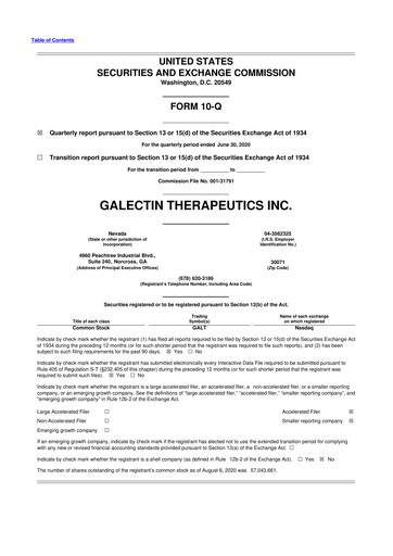 Vorschaubild Galectin Therapeutics 10-Q Quartalsbericht 2020 