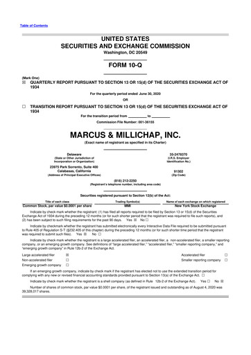 Thumbnail Marcus & Millichap 10-Q Quarterly Report FY2020 