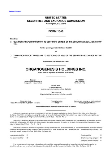 Miniature Organogenesis 10-Q Rapport trimestriel 2020 