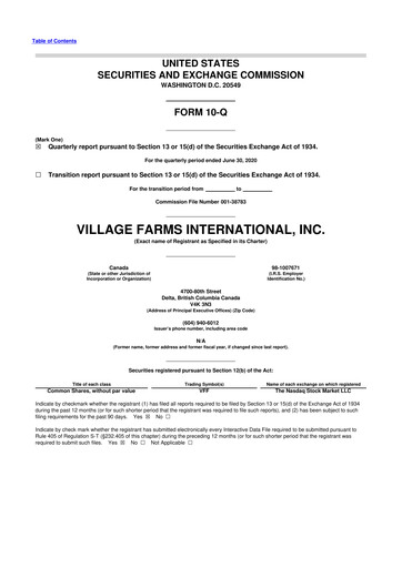 Vorschaubild Village Farms International 10-Q Quartalsbericht 2020 
