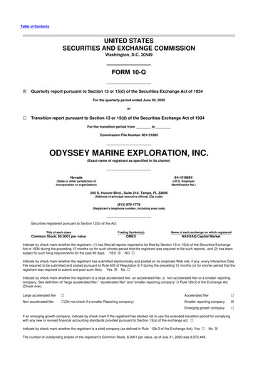 Thumbnail Odyssey Marine Exploration 10-Q Quarterly Report FY2020 