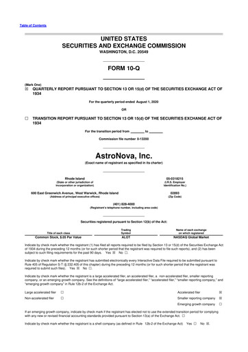 Thumbnail AstroNova, Inc. 10-Q Quarterly Report FY2021 