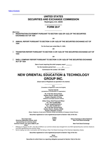 Thumbnail New Oriental 20-F Annual Report 2020