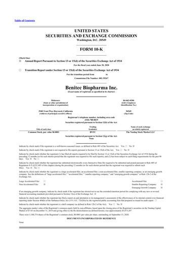 Thumbnail Benitec Biopharma
 10-K Annual Report 2020