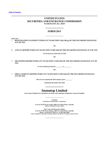 Miniature Immutep 20-F Rapport annuel 2020