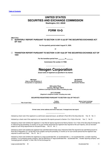 Thumbnail Neogen 10-Q Quarterly Report FY2020 