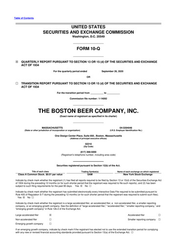Vorschaubild Boston Beer Company 10-Q Quartalsbericht 2020 