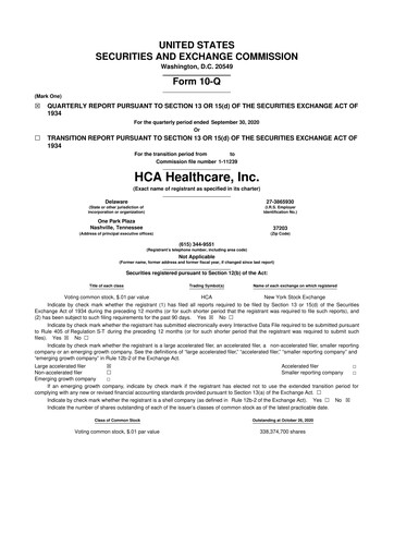 Thumbnail HCA Healthcare 10-Q Quarterly Report FY2020 