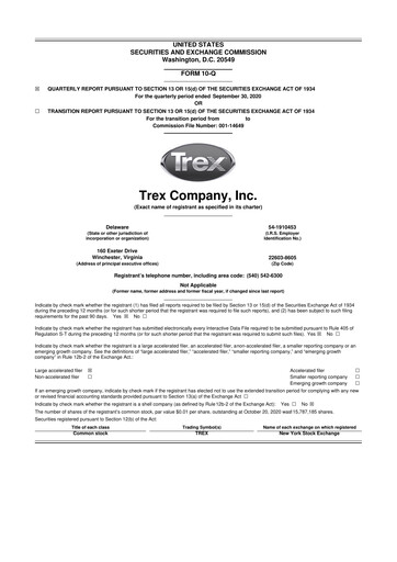 Miniature Trex 10-Q Rapport trimestriel 2020 