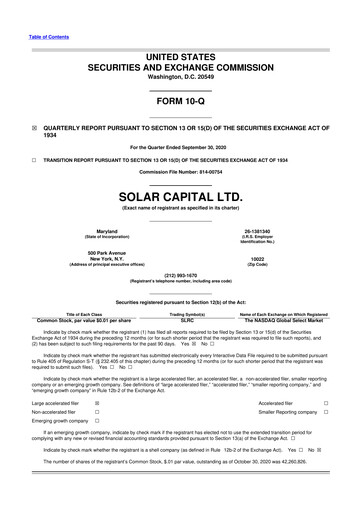 Thumbnail SLR Investment 10-Q Quarterly Report FY 