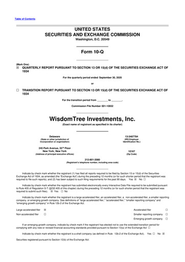 Vorschaubild WisdomTree
 10-Q Quartalsbericht 2020 