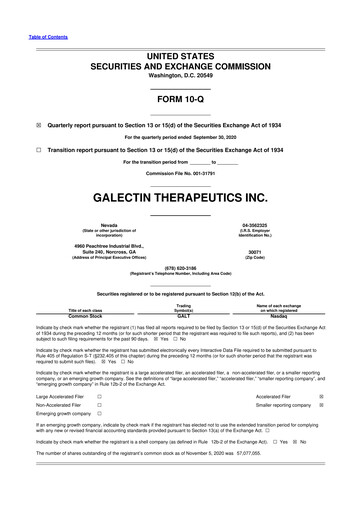 Vorschaubild Galectin Therapeutics 10-Q Quartalsbericht 2020 