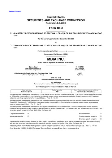 Thumbnail MBIA 10-Q Quarterly Report FY2020 