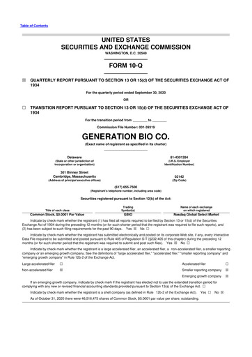 Thumbnail Generation Bio
 10-Q Quarterly Report FY2020 