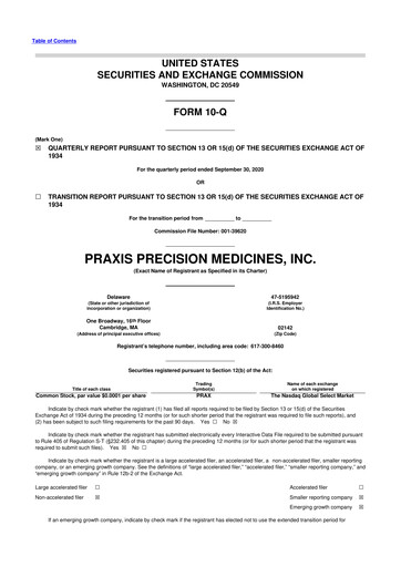 Thumbnail Praxis Precision Medicines 10-Q Quarterly Report FY2020 