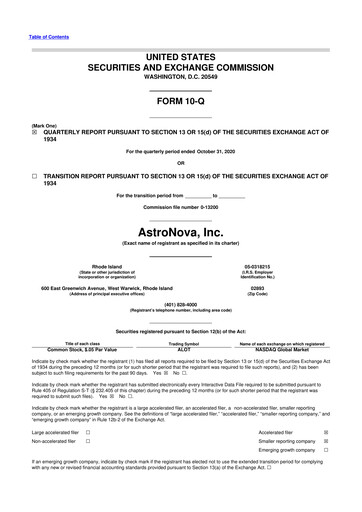 Thumbnail AstroNova, Inc. 10-Q Quarterly Report FY2021 