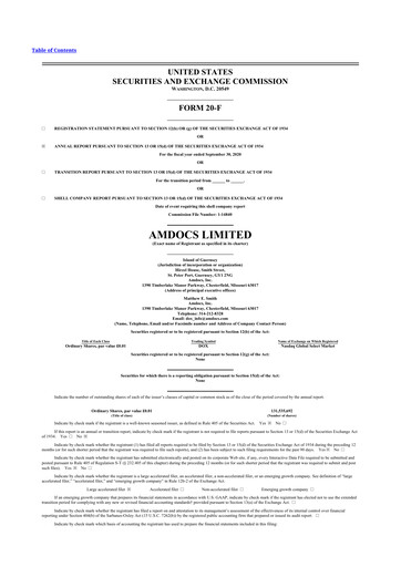 Thumbnail Amdocs 20-F Annual Report 2020