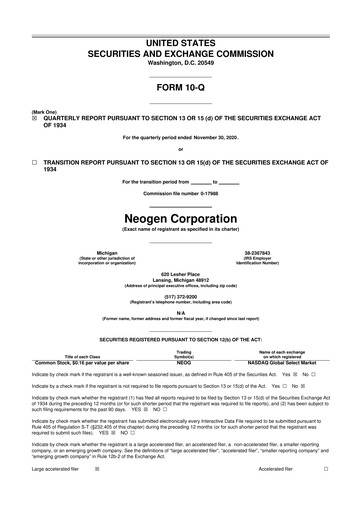Thumbnail Neogen 10-Q Quarterly Report FY2021 