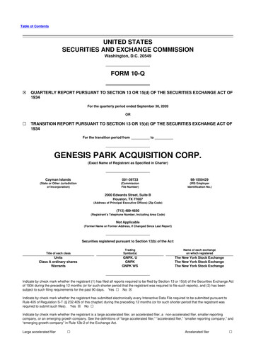 Thumbnail Redwire 10-Q Quarterly Report FY2020 