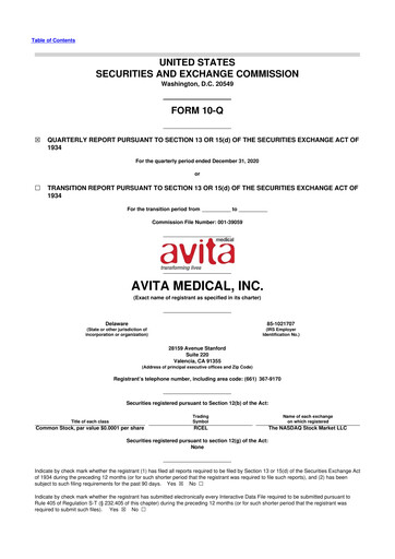 Vorschaubild AVITA Medical
 10-Q Quartalsbericht 2021 