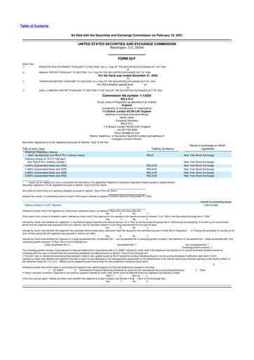 Miniature RELX 20-F Rapport annuel 