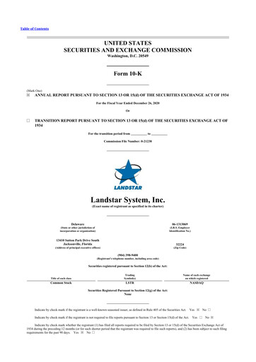 Thumbnail Landstar System
 10-K Annual Report 2020