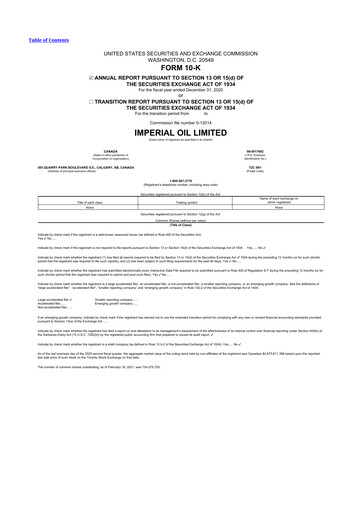 Thumbnail Imperial Oil
 10-K Annual Report 2020