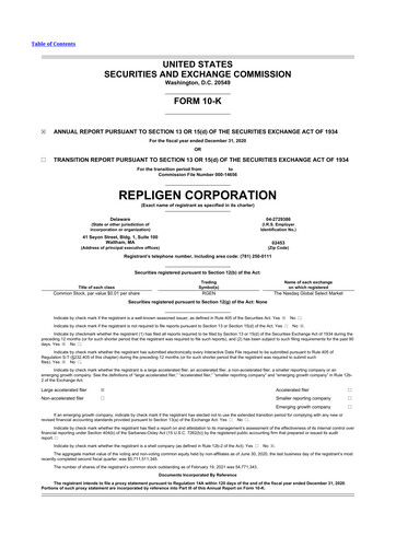 Thumbnail Repligen
 10-K Annual Report 2020