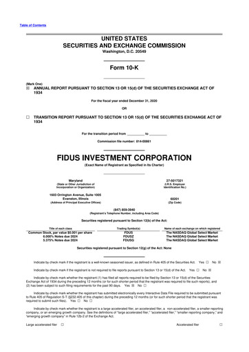 Thumbnail Fidus Investment Corporation 10-K Annual Report 