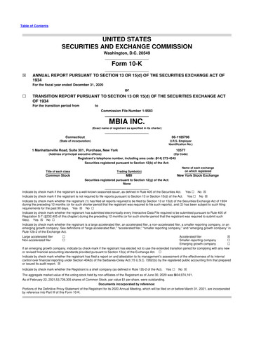 Thumbnail MBIA 10-K Annual Report 2020