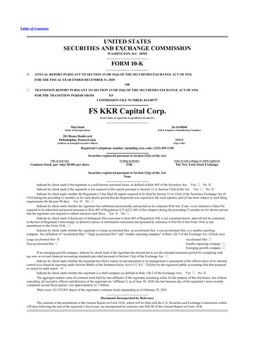 Thumbnail FS KKR Capital
 10-K Annual Report 