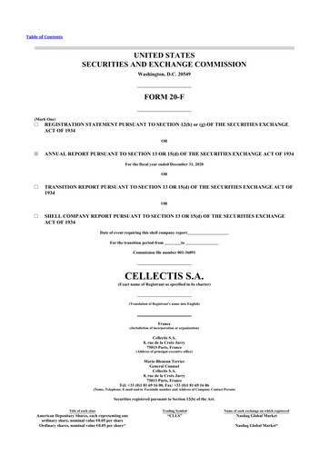 Vorschaubild Cellectis 20-F Jahresbericht 2020