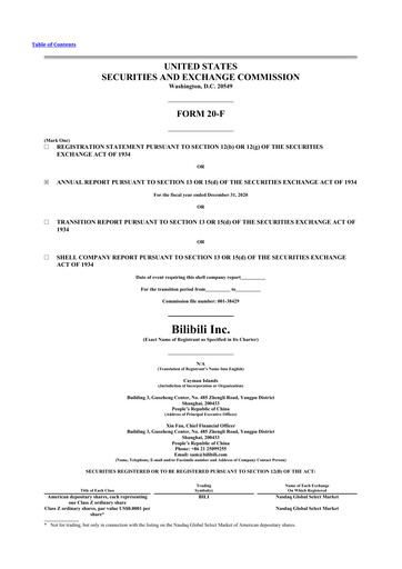 Thumbnail Bilibili 20-F Annual Report 2020