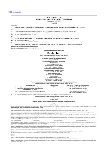 Thumbnail Baidu 20-F Annual Report 2020