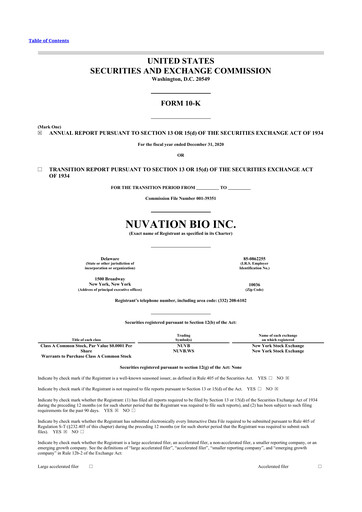 Thumbnail Nuvation Bio 10-K Annual Report 2020