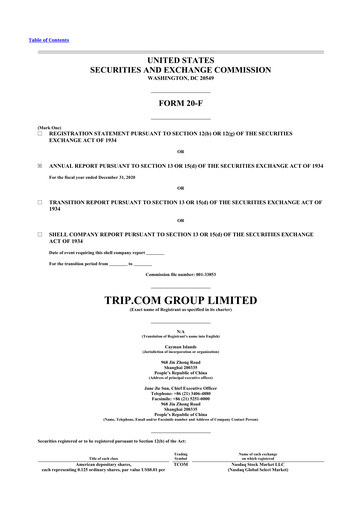 Thumbnail Trip.com 20-F Annual Report 2020