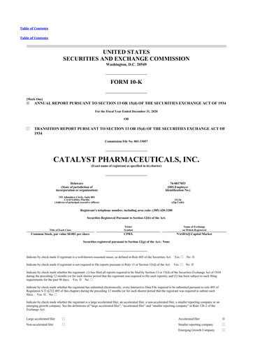 Thumbnail Catalyst Pharmaceuticals 10-K Annual Report 2020