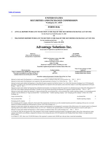 Thumbnail Advantage Solutions 10-K Annual Report 2020