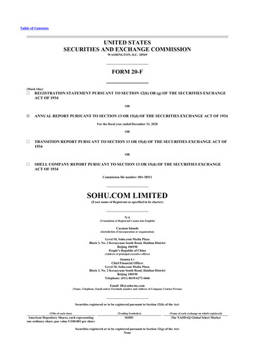 Thumbnail Sohu.com 20-F Annual Report 2020