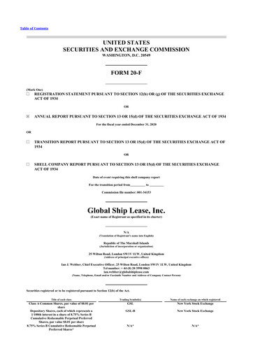Thumbnail Global Ship Lease 20-F Annual Report 2020