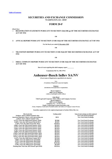 Thumbnail Anheuser-Busch Inbev 20-F Annual Report 2020