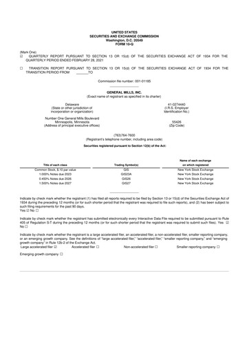 Thumbnail General Mills 10-Q Quarterly Report FY2021 