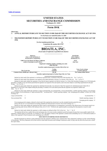 Miniature BioAtla 10-K Rapport annuel 