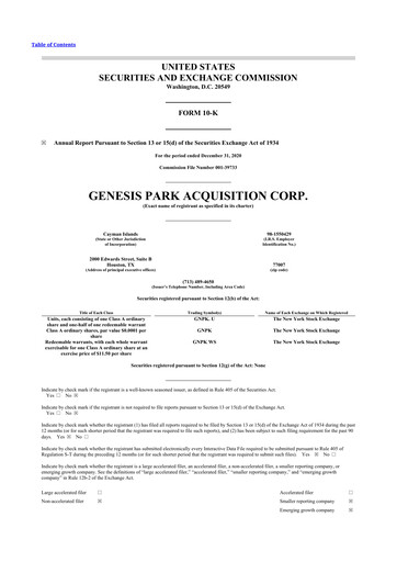 Thumbnail Redwire 10-K Annual Report 2020