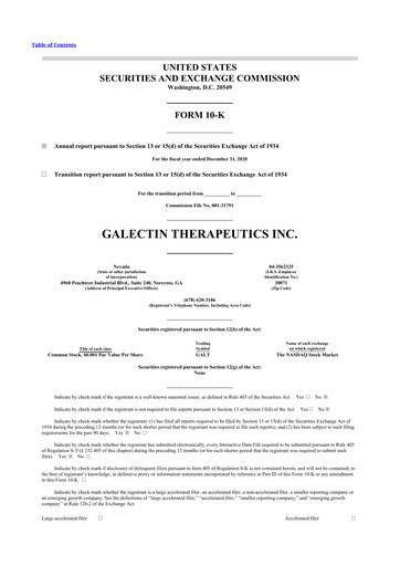 Thumbnail Galectin Therapeutics 10-K Annual Report 2020