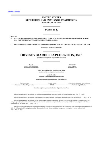 Thumbnail Odyssey Marine Exploration 10-K Annual Report 2020