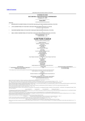 Thumbnail Gold Fields
 20-F Annual Report 2020